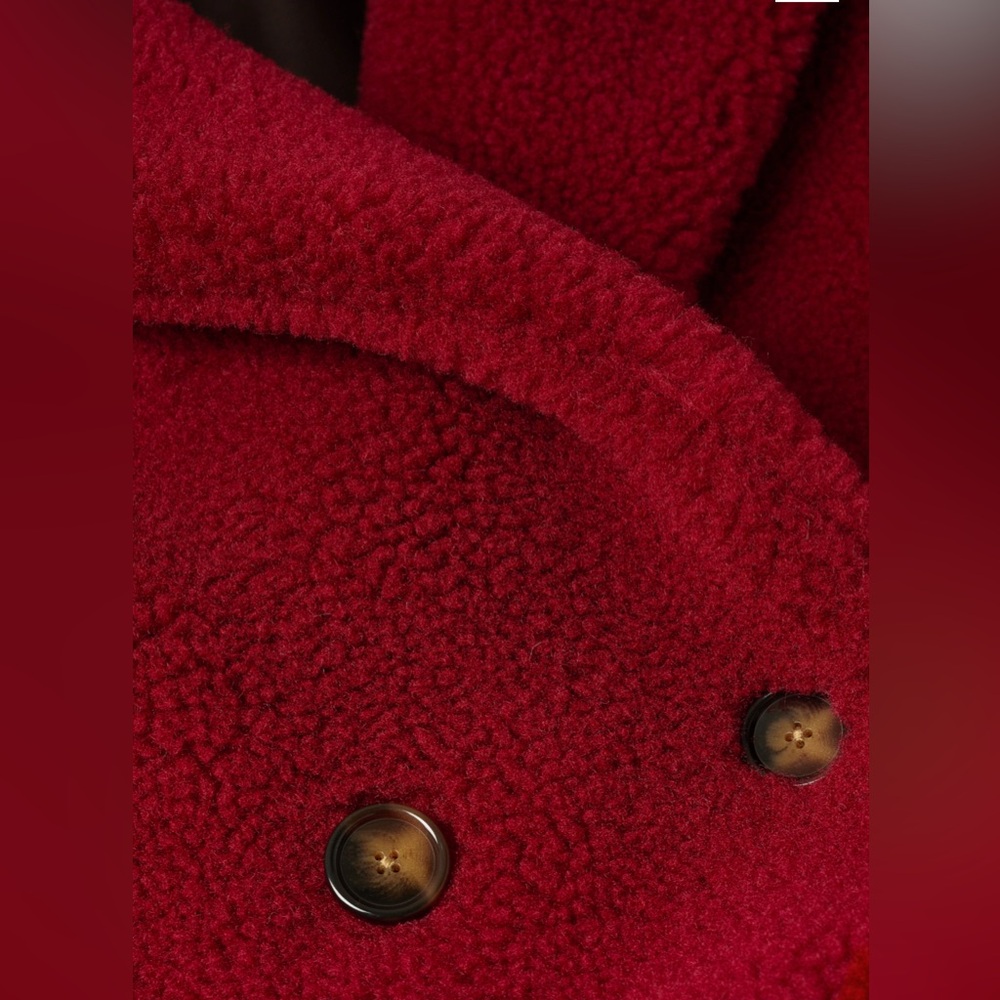 Mango! Faux shearling oversized coat. Burgundy Size M - Picture 5 of 7